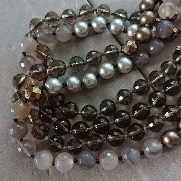 Stella & Dot glass, faux pearls Necklace